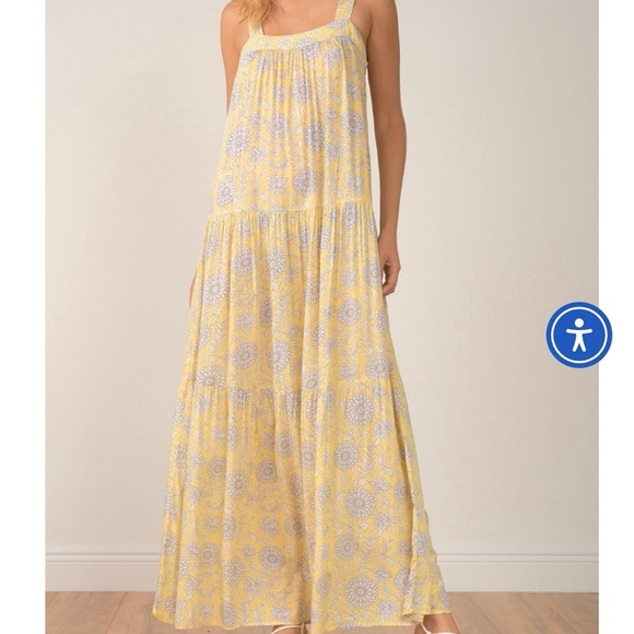NWT, Elan Sadie Limon Bloom Floral Print Maxi Beachy Dress Butter Yellow, Small - Picture 1 of 9